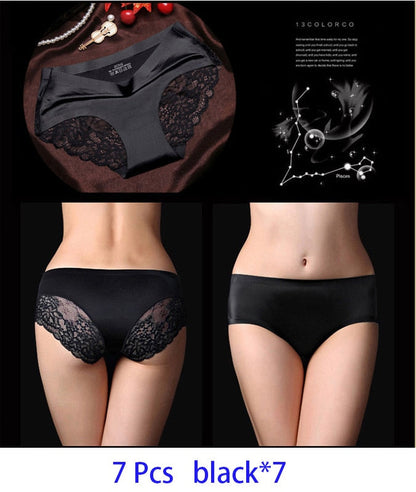 7Pcs Women's Pants exy Panties 2026 Women's Iace lingerie Solid Color Seamless briefs Mid-Rise Briefs Woman cotton underwear