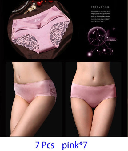7Pcs Women's Pants exy Panties 2026 Women's Iace lingerie Solid Color Seamless briefs Mid-Rise Briefs Woman cotton underwear