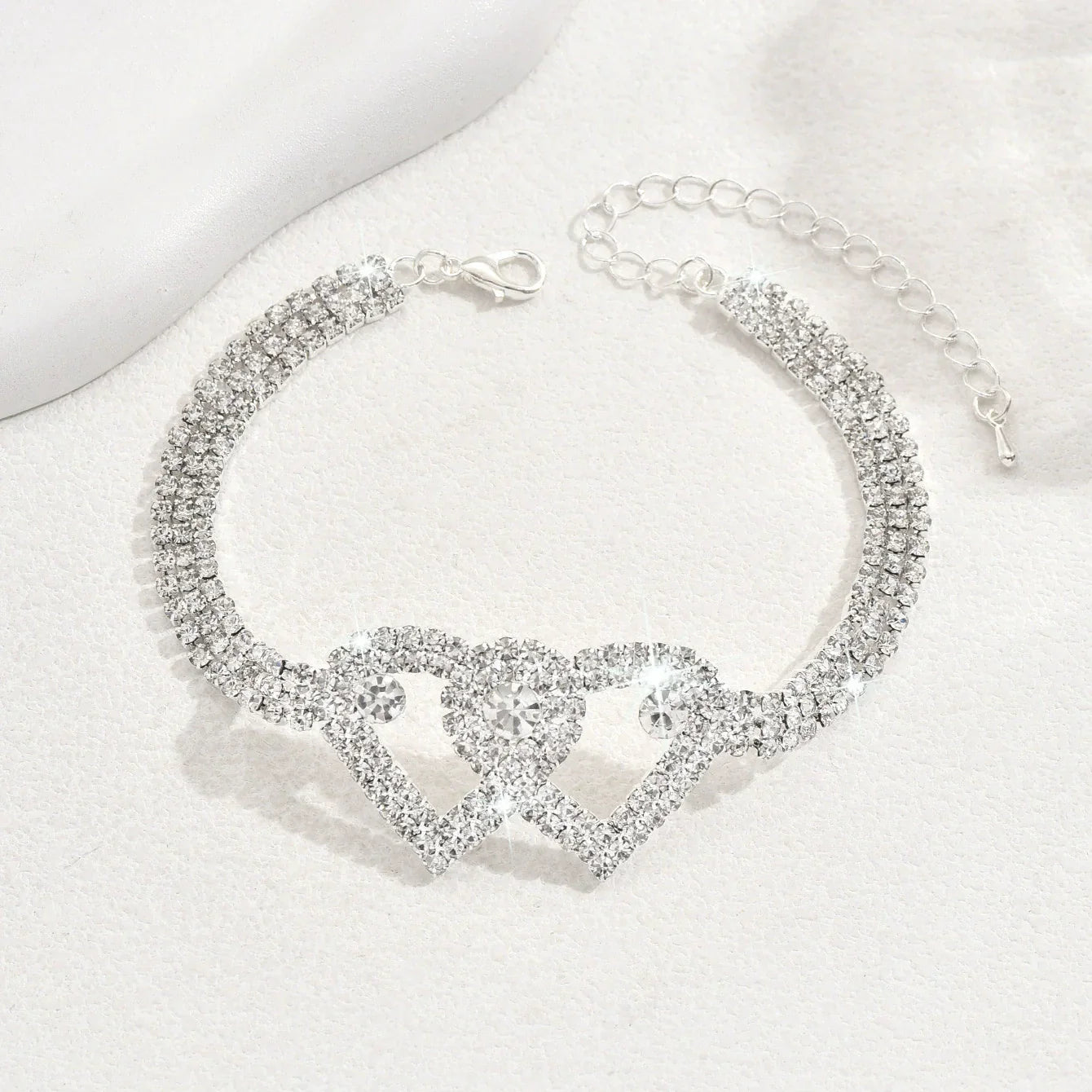𝐂𝐙𝐓𝐈𝐂𝐋𝐄® Bracelet de Cheville à Chaîne Cœur Taille Diamant