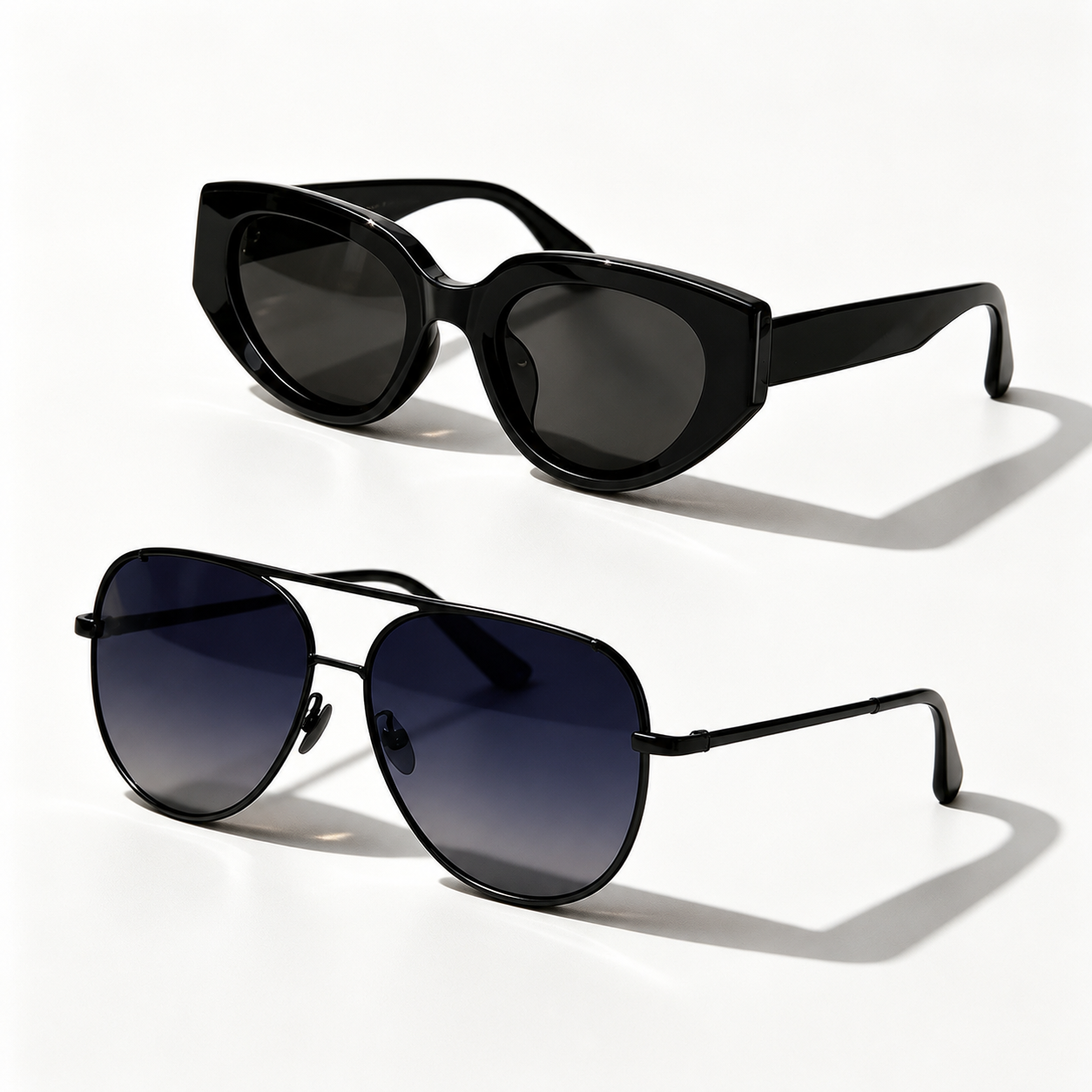 🔥 Lunettes de soleil Femme 2-en-1 – Design rétro chic œil de chat & aviateur
