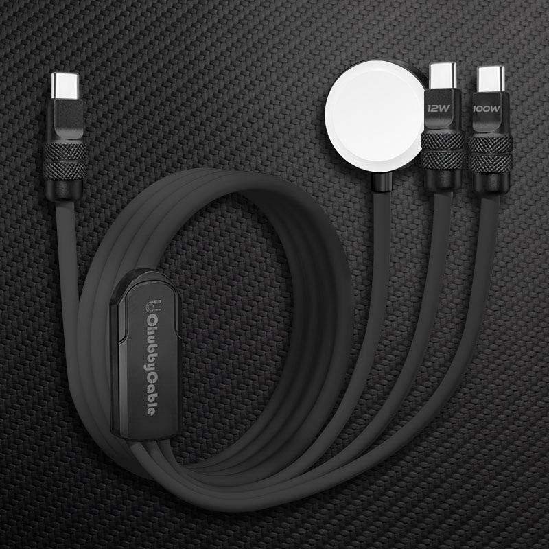 BVJ ™ 100 W – Câble de charge rapide 3-en-1 avec chargeur Apple Watch