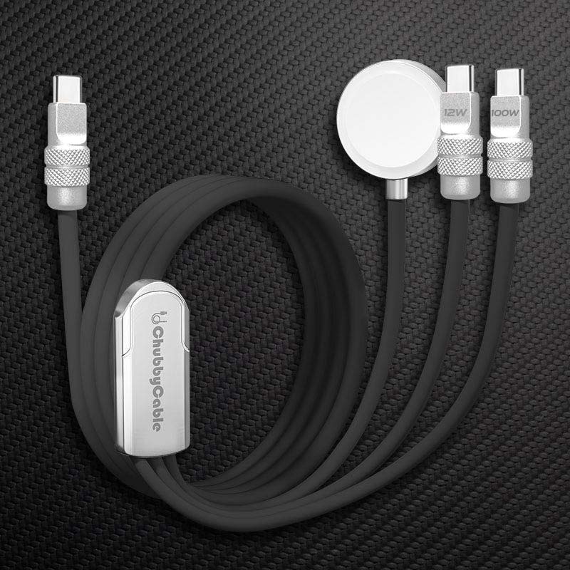 BVJ ™ 100 W – Câble de charge rapide 3-en-1 avec chargeur Apple Watch